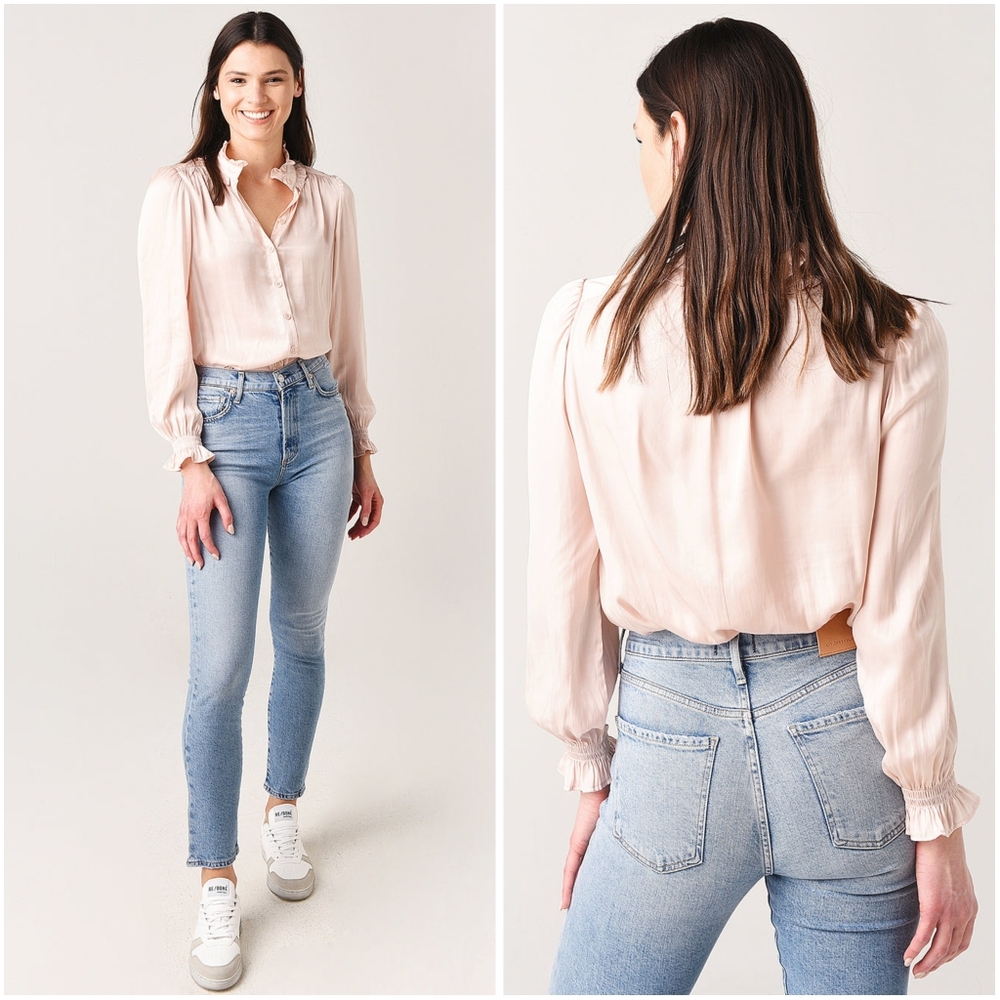 Zadig & Voltaire Tacca Satin Buttoned Blouse Top Large